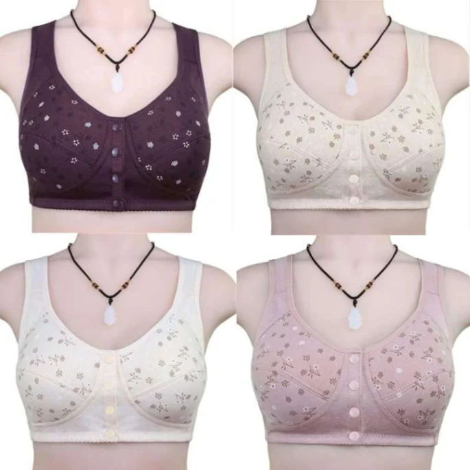 1 pcs Front Button Bra, Nursing Bra, Front Closure Bra, Women Yoga Sports Bra, Pure Cotton Ultra Soft Bra 2