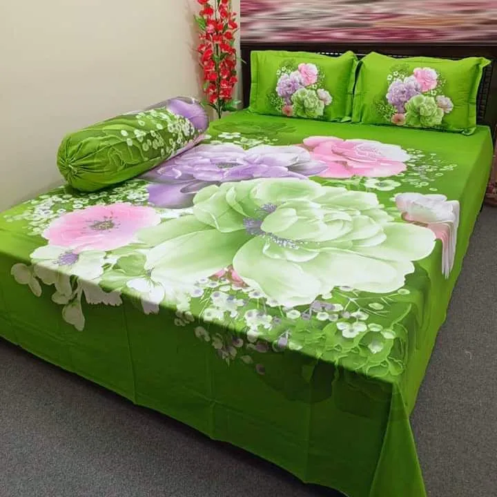 soft and comfortable cotton king size panel bed sheet with two pillow cover size 7 5 8 5 feet King size 2