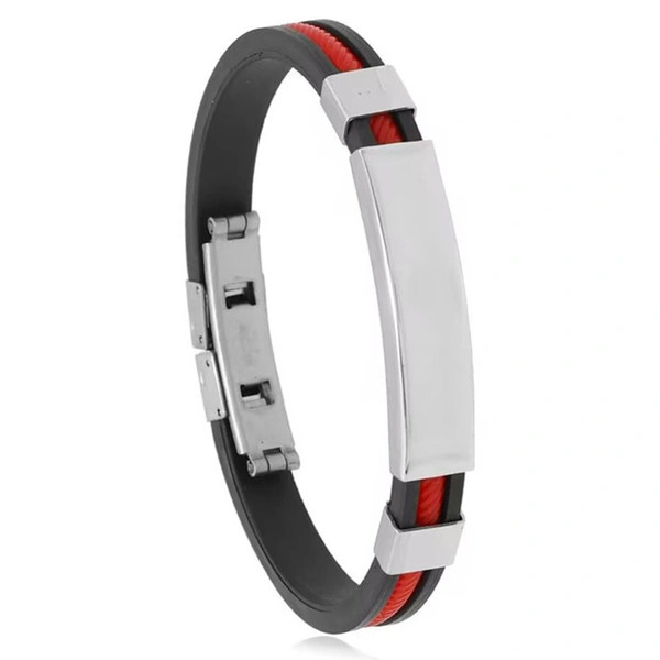 Amazon Cross-border Hot Selling DIY Engraving Bracelet Men&#x27;s Titanium Steel Silicone Bracelet Stainless Steel Bracelet Star Bracelet 6