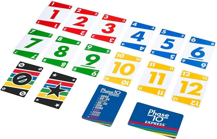 Image of Mattel Games Uno Phase 10 Express Card Game For Friends And Family - 108 Cards Phase 10 Card Game (Multicolour)