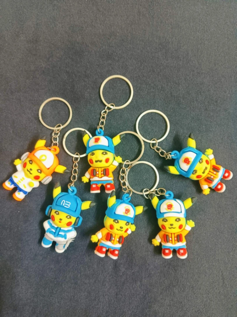 Cute Pokémon Keychains Pikachu Party Mode keychains and keyring for keys, bags 2