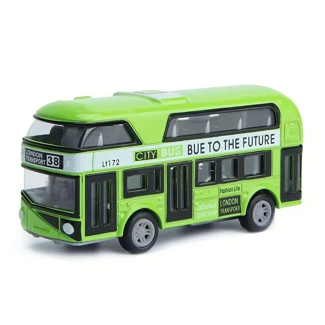 City Bus Sightseeing Double Decker Bus Model Pull Back VehiclesToy Die Cast Pull Back Vehicles Mini Tourist Model Car for Boys 1