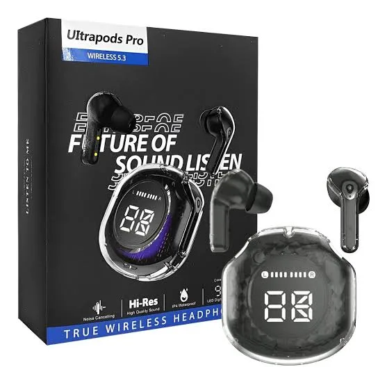 Ultrapods Pro True Wireless Earbuds with Display Transparent Design, Water Proof, Bluetooth 5.3 2