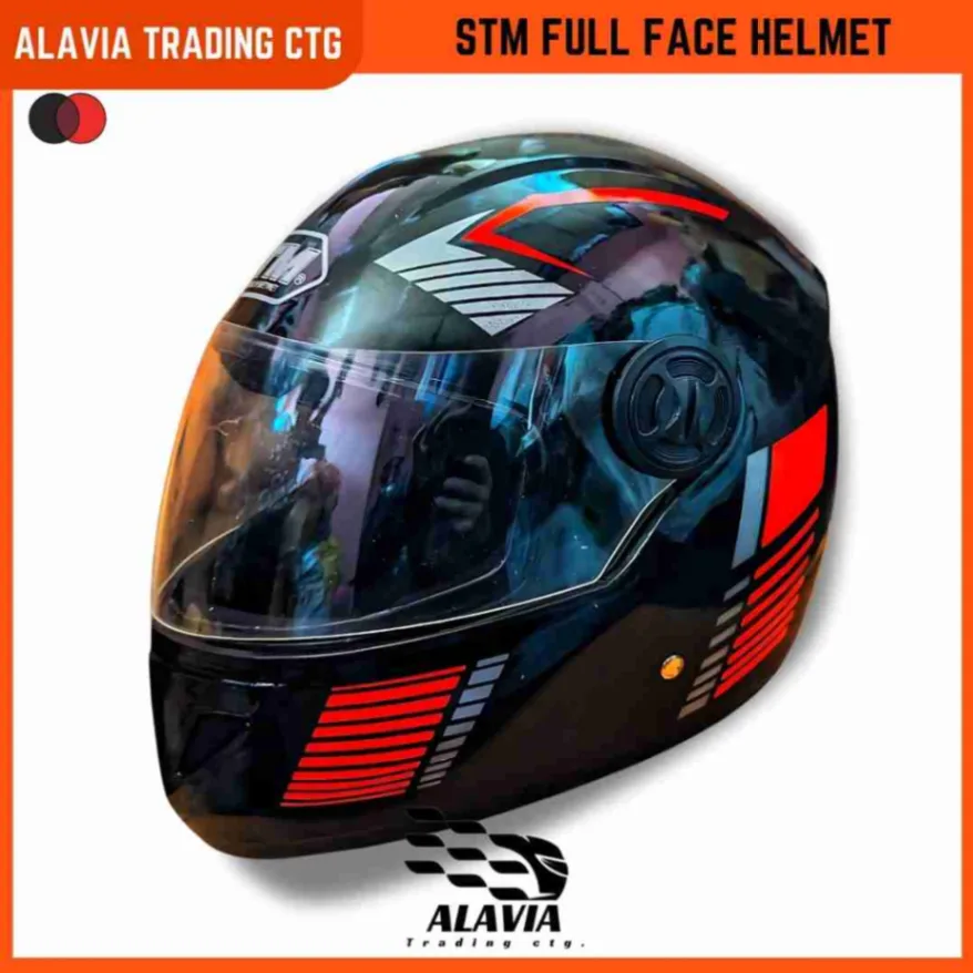 STM Full Face Black & Red Graphics Unisex Motorcycle Helmet 4