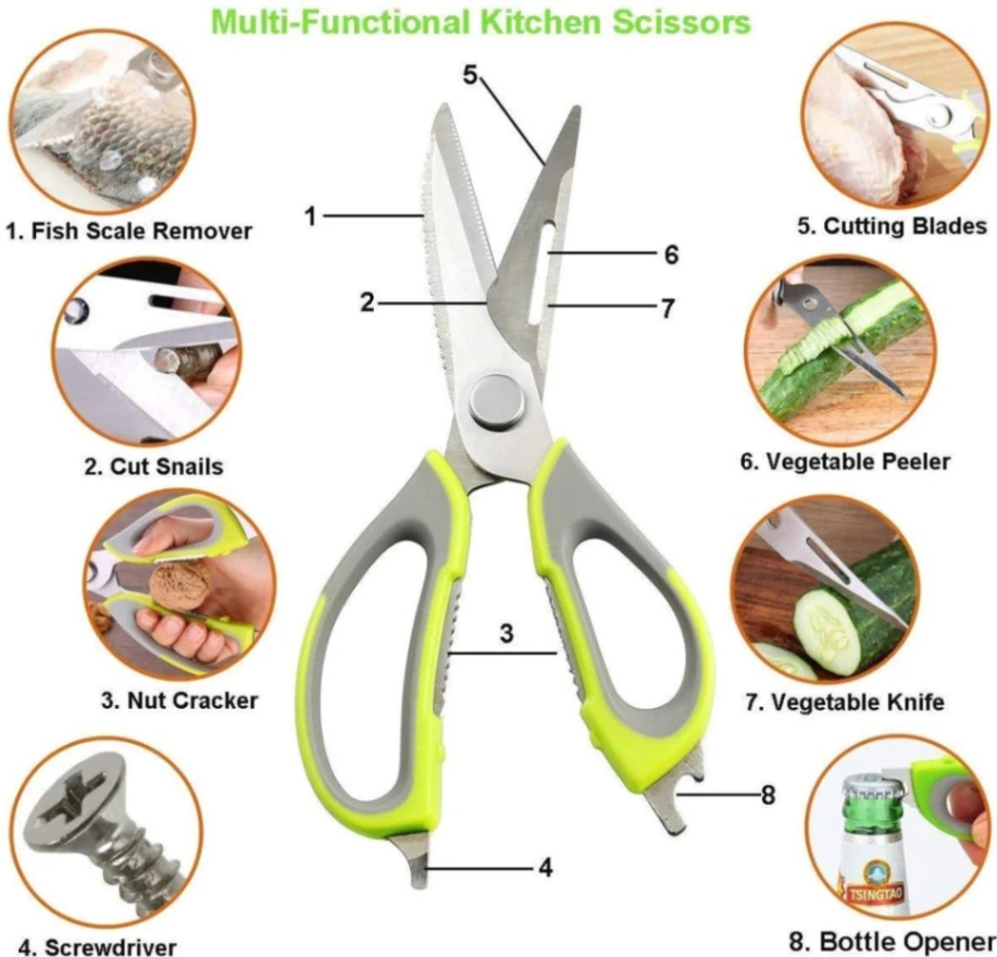 8 In 1 Kitchen Scissors, Multi-Functional kitchen Scissor 2