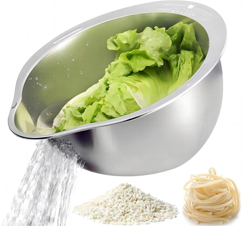 Rice Washer Strainer Bowl Stainless Steel Rice Washing Bowl Rice Sieve Colander Fruit And Vegetable Strainer Kitchen Tools 5