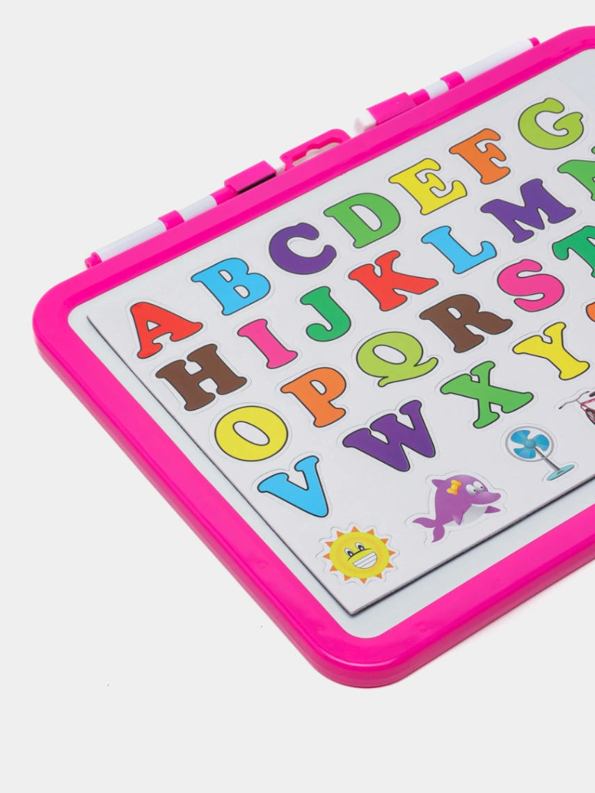 Portable Magnetic Dry Eraser Whiteboard With English Alphabet Stationery 2 Markers - Imported Educational Learning Material For Children 5