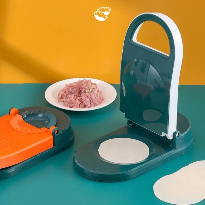 2-in-1 Dumpling Maker Pitha Maker,Dumpling and Pitha Maker Dough Pressing Mold - Orange and Blue 4