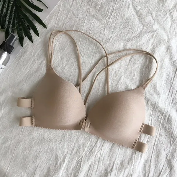 Women Back Beautify Front Closure Wire Free Fashion Bra 4