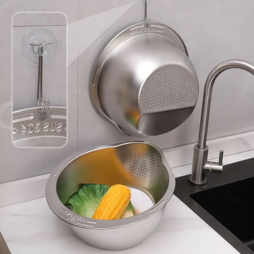 Bowl Rice Sieve Colander Fruit And Vegetable Strainer Kitchen Tools 5