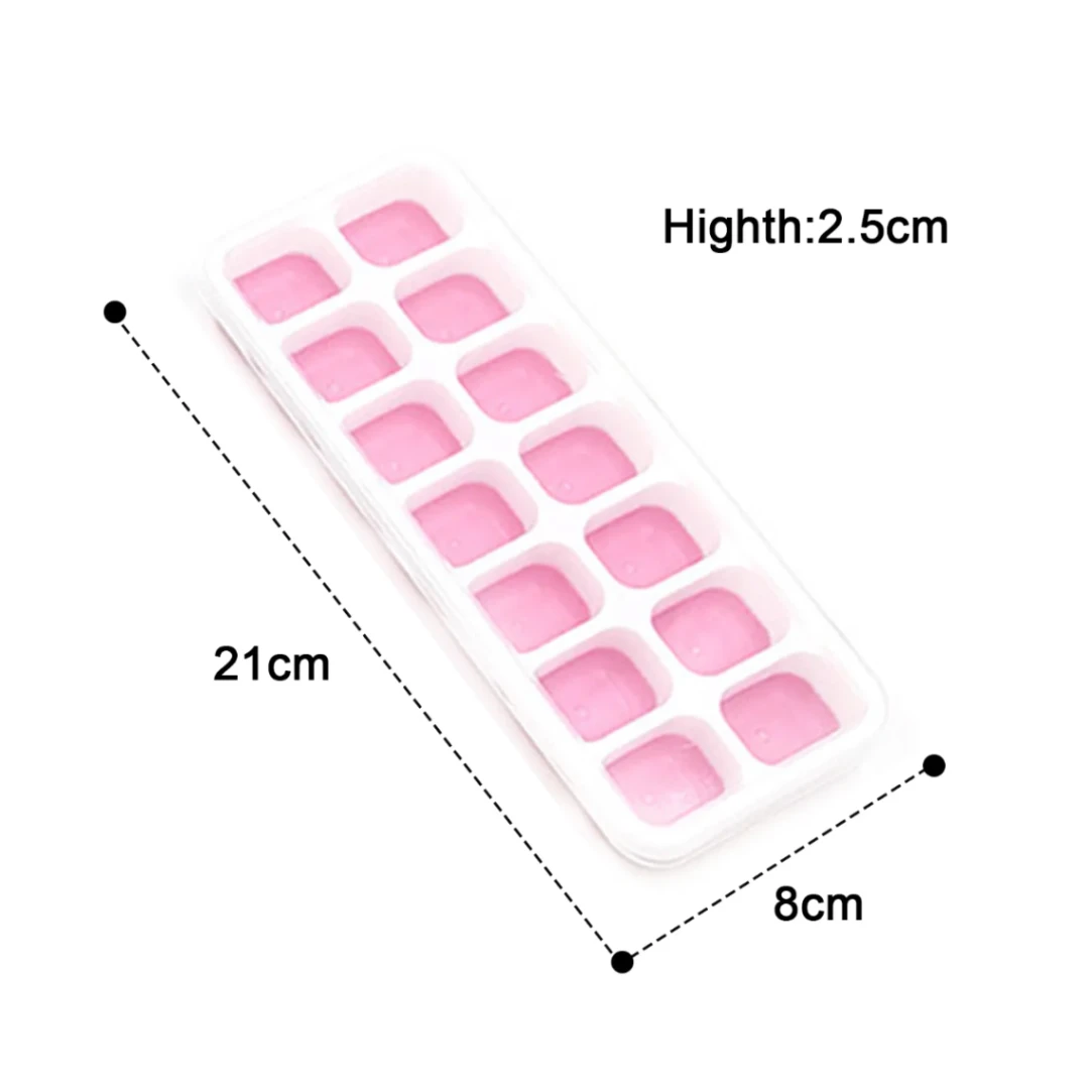 Silicone Ice Cube 14 Trays with Lid with Easy Release &amp; Durability, Stackable &amp; Bpa Free Ice Tray for Drinks, Fruit, Yogurt, Cocktail, Flexible Ice Trays for Freezer 3