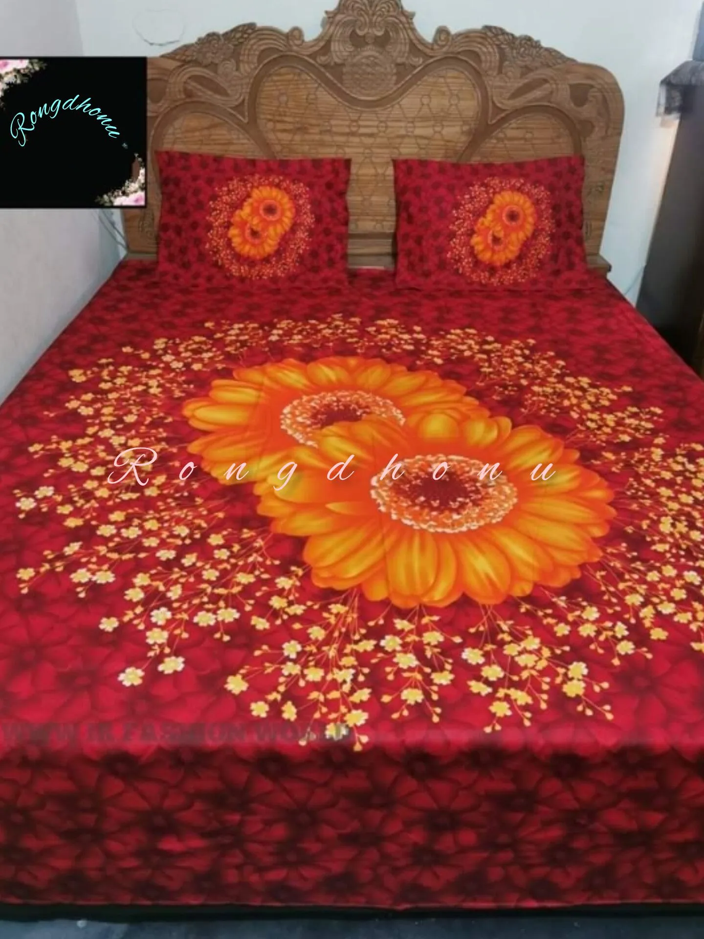 best collection pakiza luxury cotton double size twill panel bed sheet size 7 5 8 5 King size with two pillow cover 1