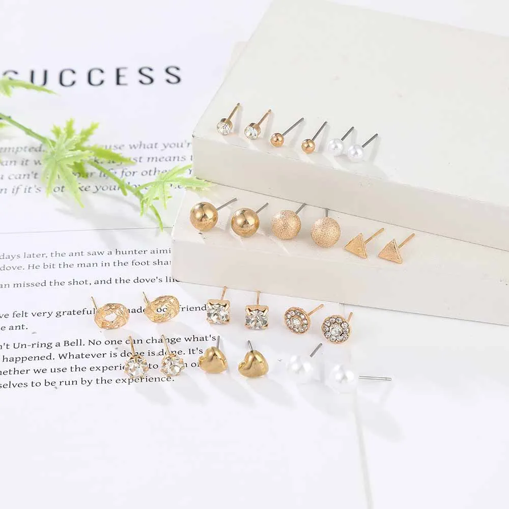New Trendy 12 Pairs = 24 Pcs Pearl Stud Earrings Set for Women Simple Top - Earrings Set for Women New Collection - Earrings Set 12 Pairs for Girls - Earring for Women - Ear Ring Set 12 Pairs for Girls Stylish/ Earring 12 Pairs Set for Girls Simple 4