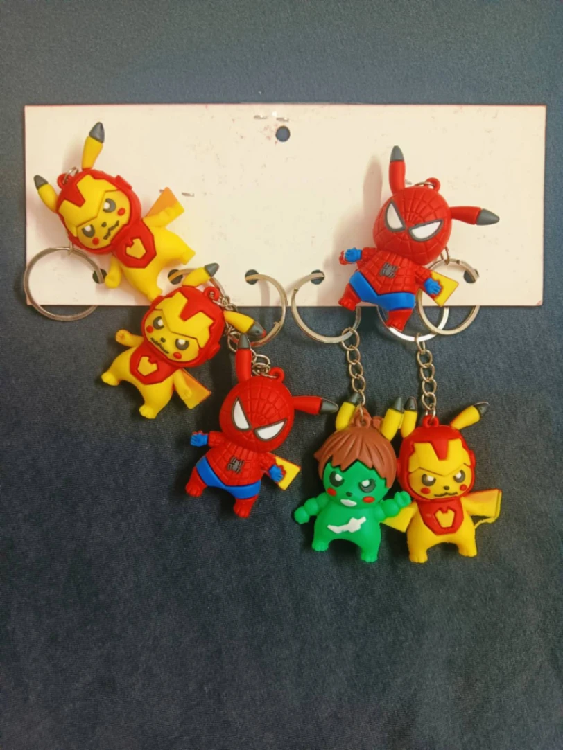 Cute Pokémon Keychains Pikachu superhero keychains for keys, bags 6