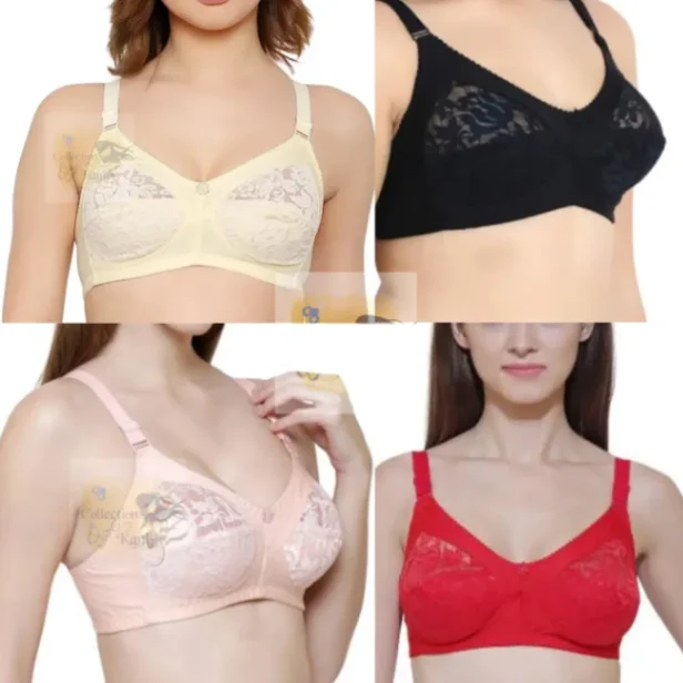 4Pieces High-Quality Half Net Shameless Bra Set for Women & Girls and high quality 3
