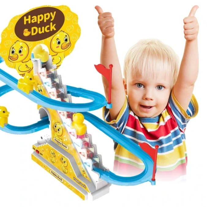Happy Duck Race Toy, Electric Slide Track Toys Game with Small Duck 4