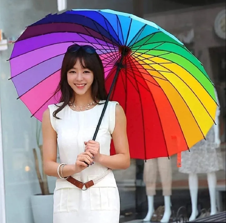 24"Inch Fashionable Rainbow Umbrella-1pcs 4