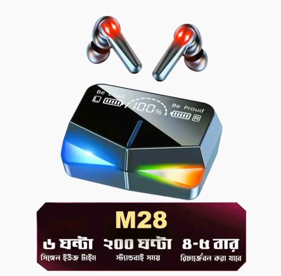 M28 TWS Bluetooth 5.3 Gaming Headset Dual Mode Wireless Earphones Sports Stereo Sound Low Latency LED Digital Display Smart Touch Earphone 3