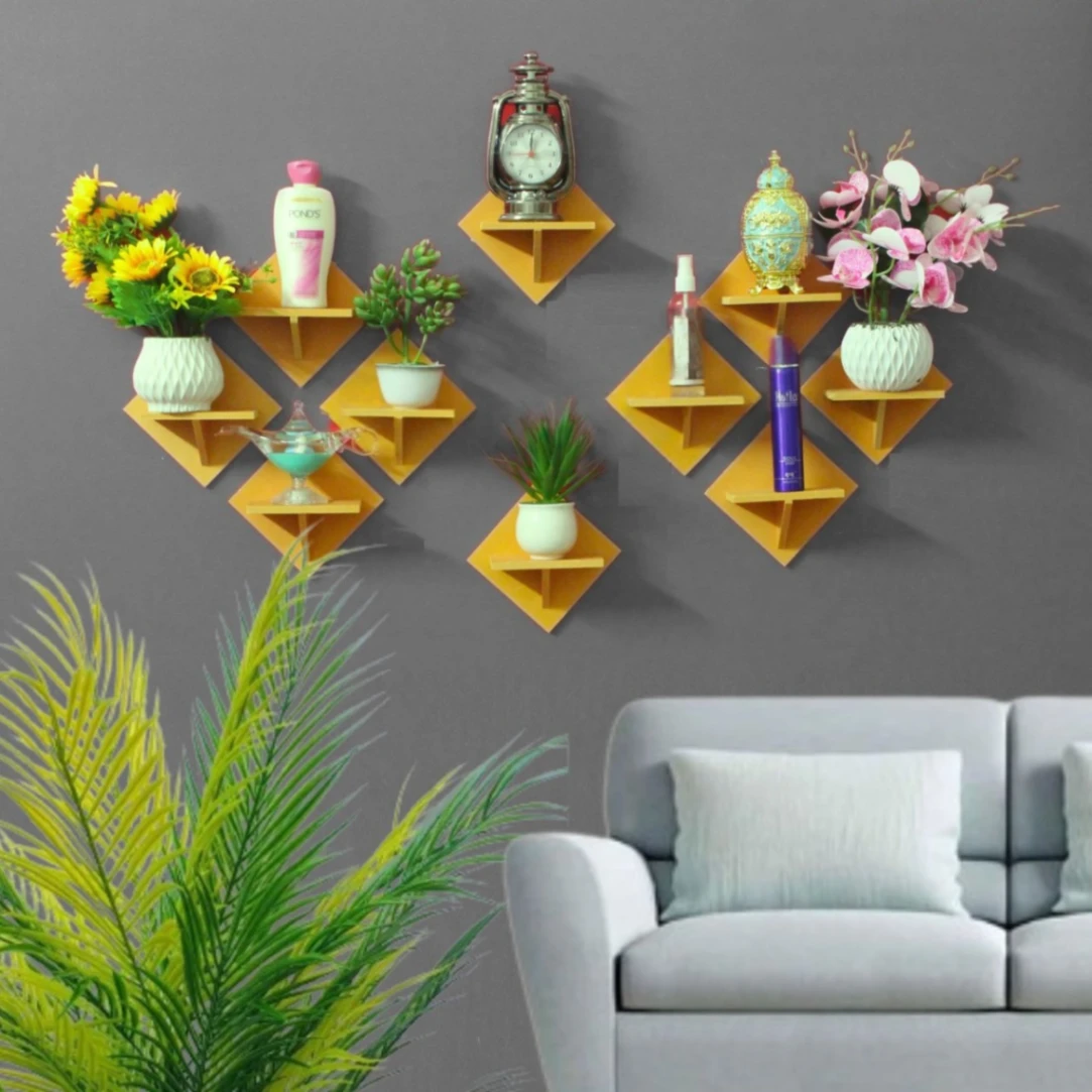 Square Shape Wall Shelf , Self Adhesive Punch Free ( 10&#x2F;5&#x2F;3 Pcs stand 1 Set) Premium Quality &amp; Waterproof. 2