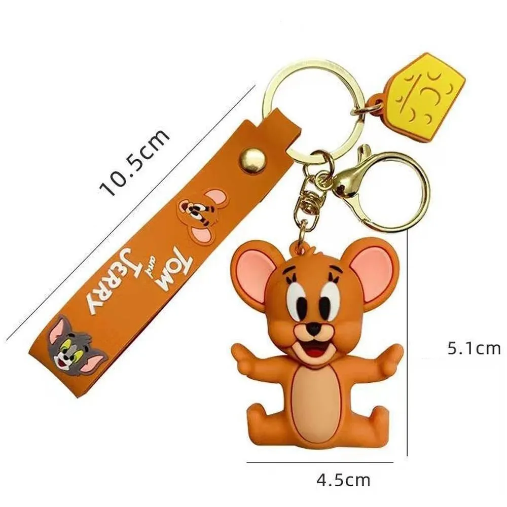 TOM & JERRY Cute Keychain, trendy cartoon keychain accessory, bag pendant keyring for students 3