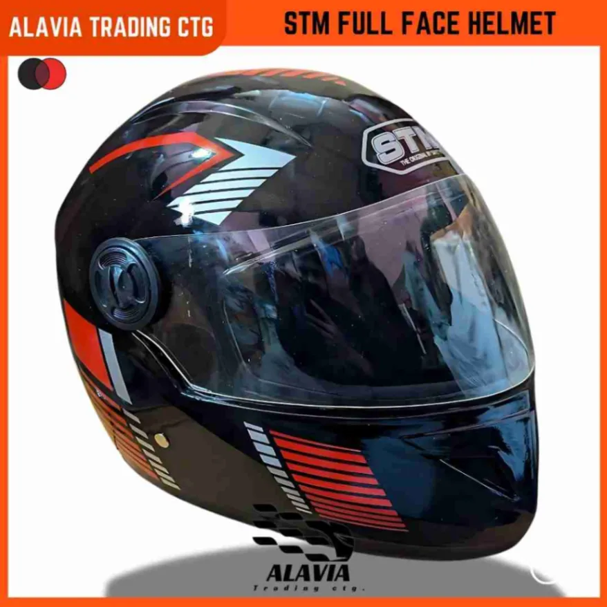 STM Full Face Black & Red Graphics Unisex Motorcycle Helmet 5