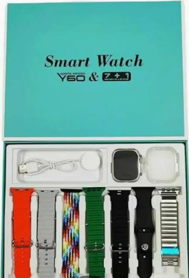 Y60 Ultra Combo 7 in 1 smartwatch screwlock straps BT Calling Heart rate monitoring pedometer stepcounter 3