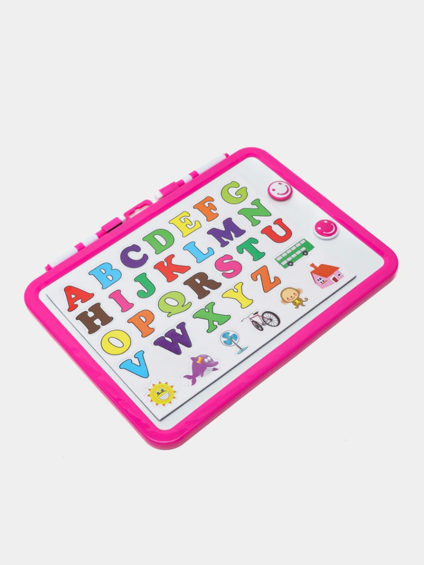 Portable Magnetic Dry Eraser Whiteboard With English Alphabet Stationery 2 Markers - Imported Educational Learning Material For Children 4