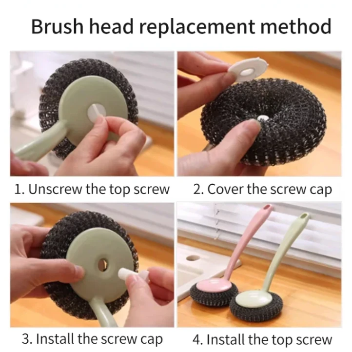 Long Handle Stainless Steel Wire Dishwashing Cleaning Brush 6