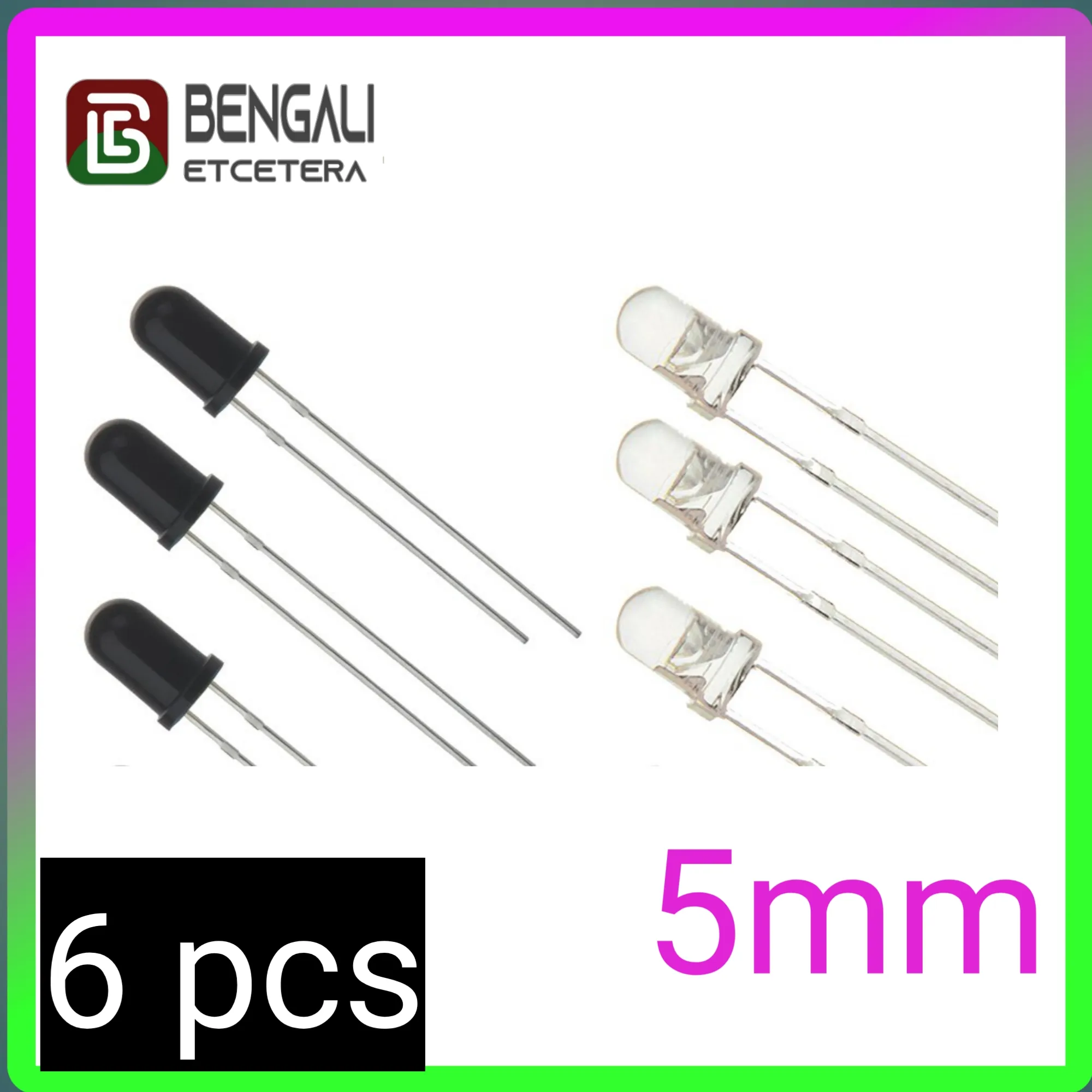 IR Transmitter Receiver 5mm 6pcs 1