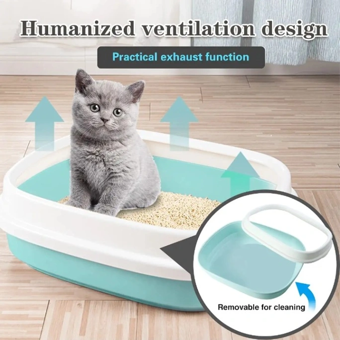 Cat Litter Box with Scoop - Pink &amp; Blue 4