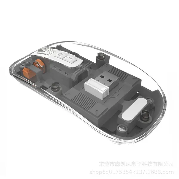 Transparent Magnetic Crystal Wireless Mouse Removable Cover Dual Bluetooth Mouse 3 Modes Connect 2.4G Wireless Mouse fit for iOS/Android/Windows 3