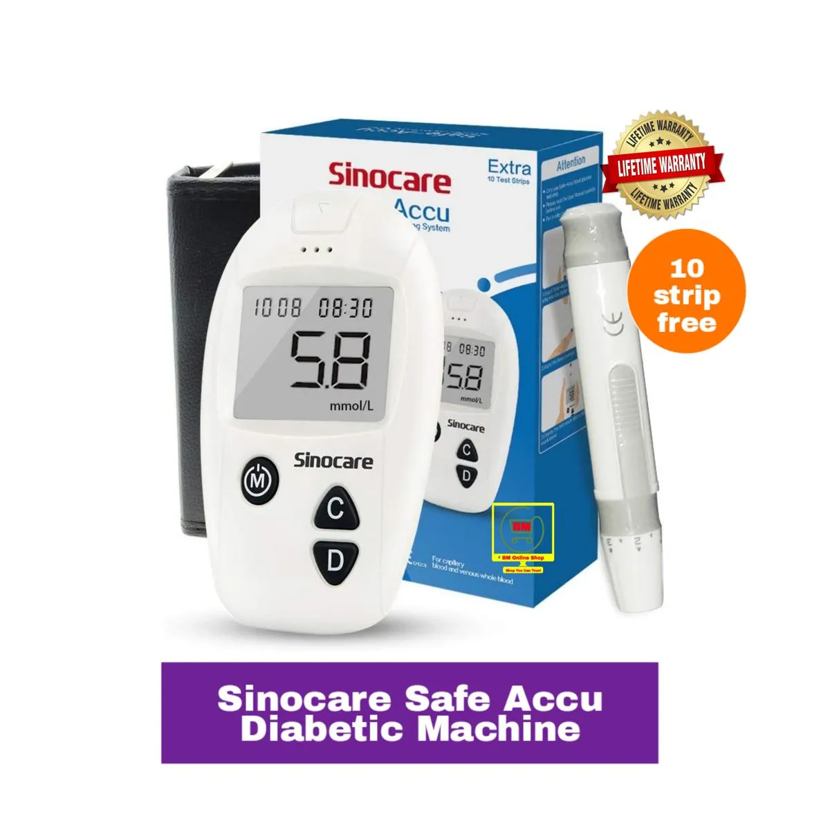 Sinocare Safe-Accu Blood Glucose Meter Diabetic Machine