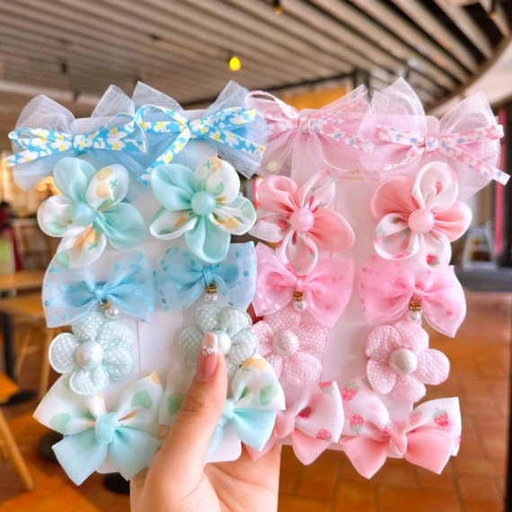 Children&#x27;s Mesh Flower Hairpin Decoration Cute Girl Suit Cloth Does Not Hurt Hair Duckbill Clip Baby Bow Hairpin Lingxue 3