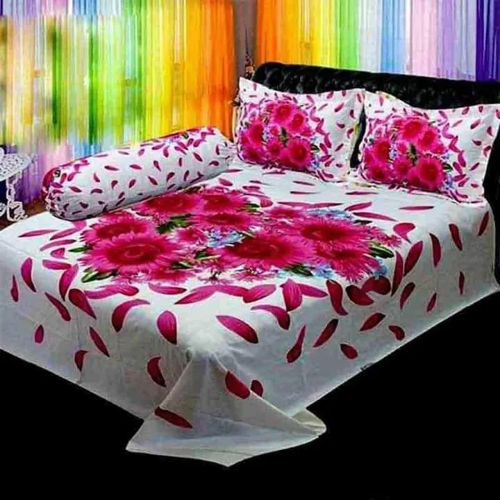 New collection luxury cotton double size twill panel bed sheet size 7 5 8 5 King size with two pillow cover 2