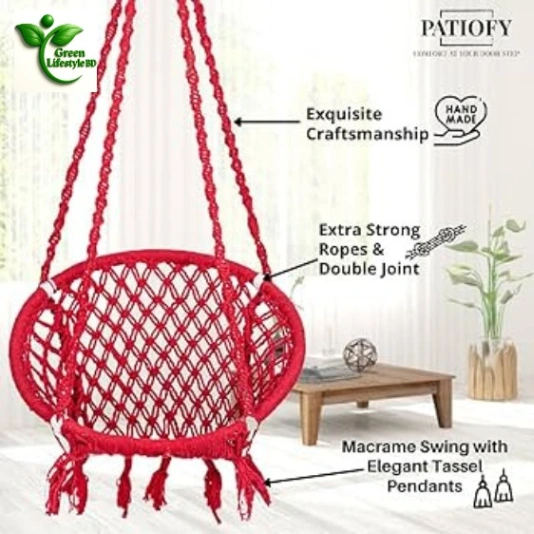 Handmade Round Cotton Swing Chair for Adults &amp; Kids 2