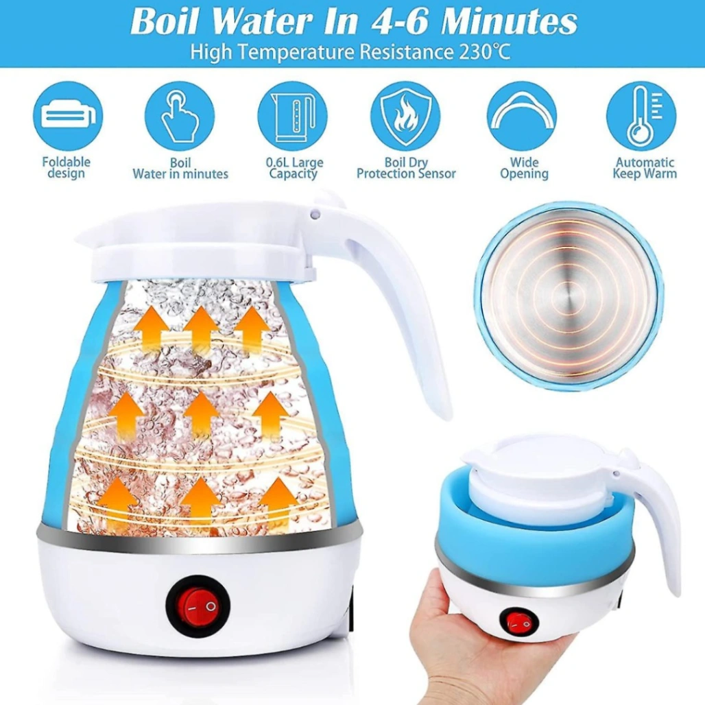 Silicone Foldable Electric Kettle, Portable Mini Electric Kettle for Travel, Electric Water Kettle 4