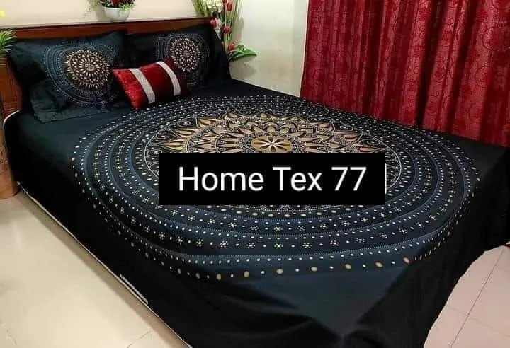 cotton double size twill panel bed sheet size 7 5 8 5 feet King size with two pillow cover 3