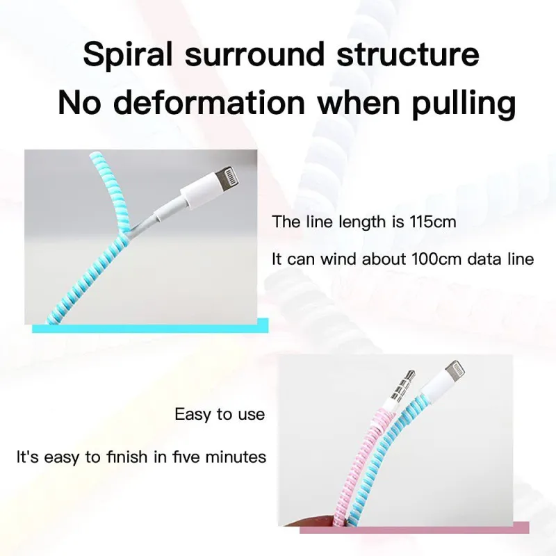 USB Charging Cable Bobbin Winder Data Line Earphone Cover 1.4m 5