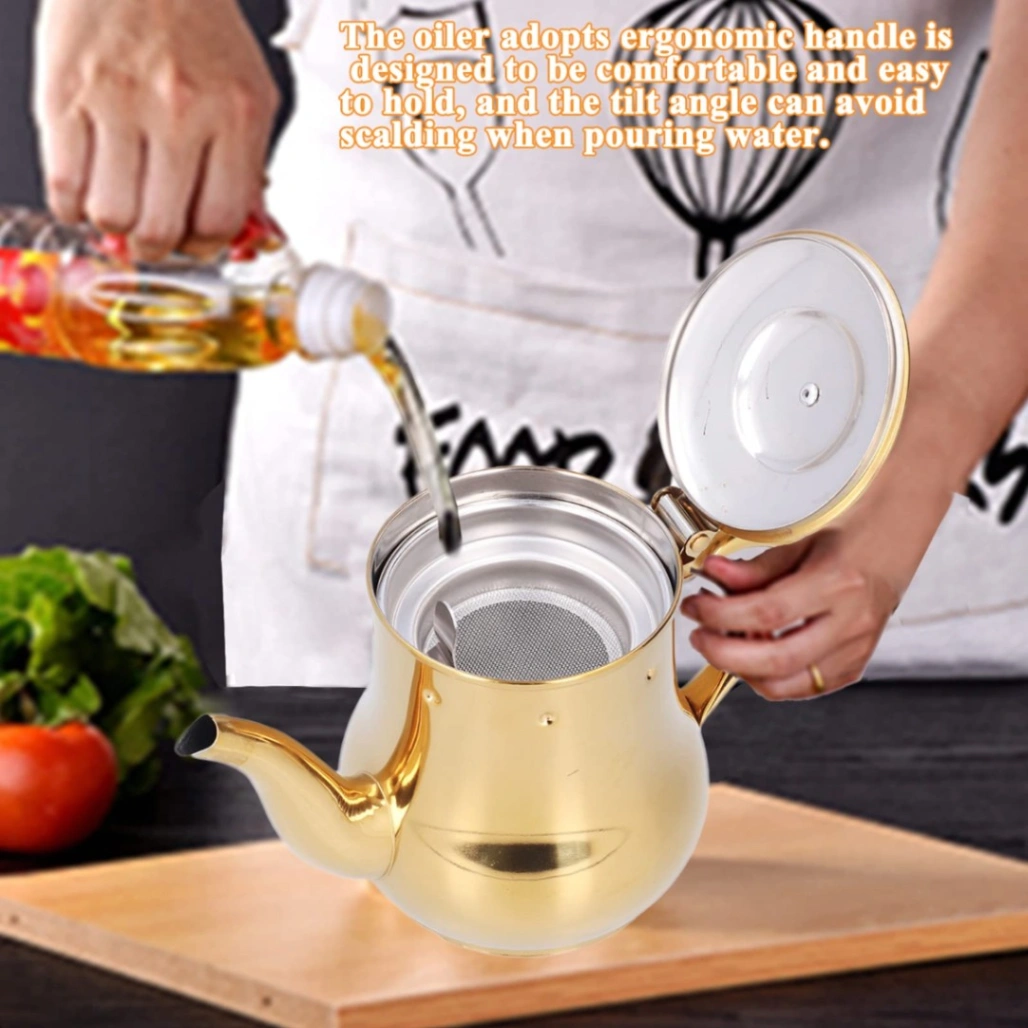 Stainless Steel Oil Strainer Pot Container Jug Storage with filter Cooking Oil Pot 3