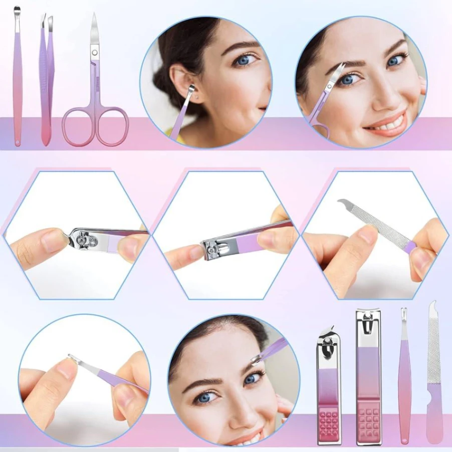 16 Pcs Manicure Set Professional Nail Clippers Pedicure Kit, 5