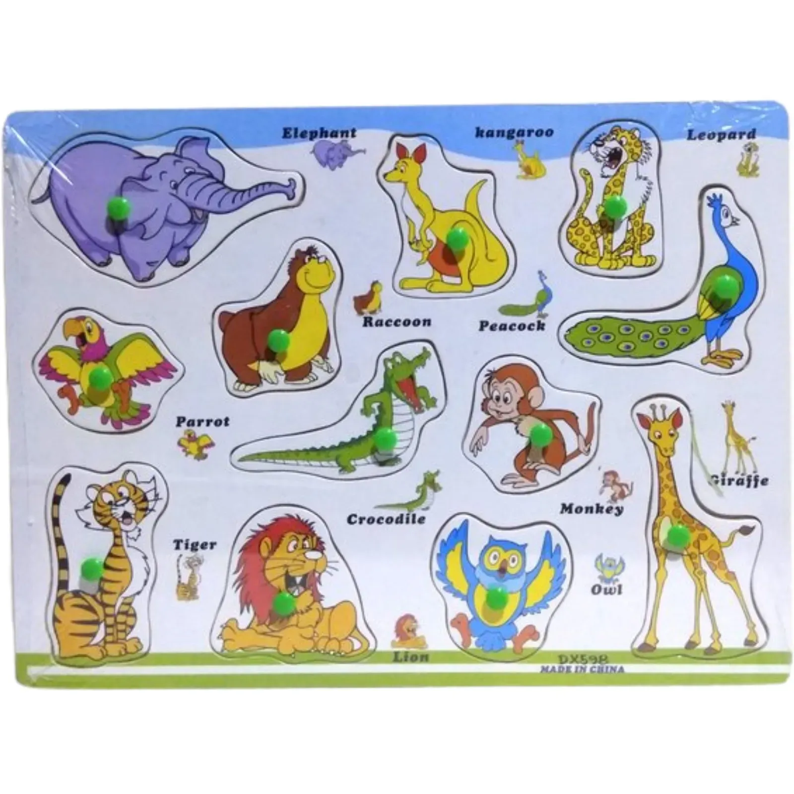 Animal Set Wooden 3D Peg Puzzle Montessori Smart Educational Puzzle Toy For Kids Children 4