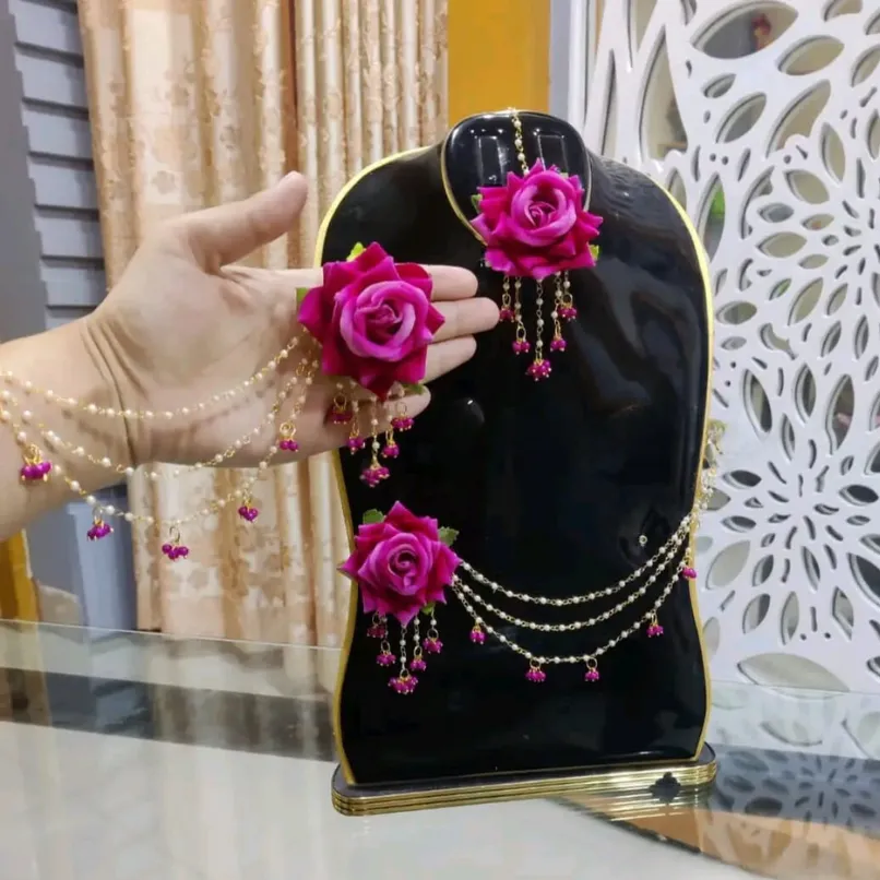 Artificial Flower Bridal / Non-Bridal Jewellery Set for Women 3