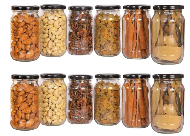 Full Airtight 500 ml. 06 Pcs Glass Jar for Kitchen &amp; Dining. Glassware Food container with new steel cap. 3