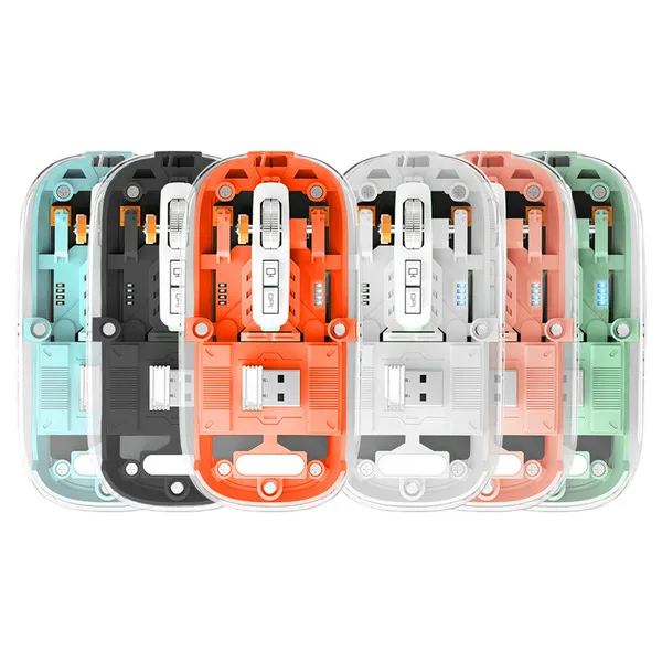Transparent Magnetic Crystal Wireless Mouse Removable Cover Dual Bluetooth Mouse 3 Modes Connect 2.4G Wireless Mouse fit for iOS/Android/Windows 4