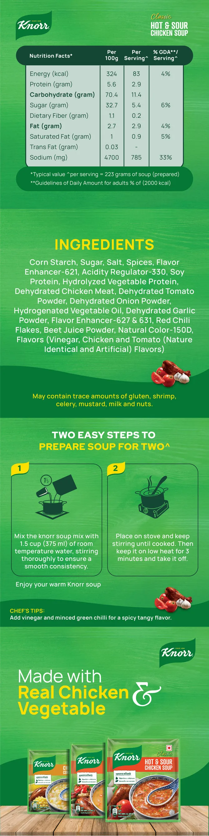 Knorr Soup Hot and Sour Chicken 31g 3
