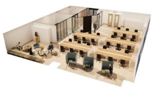 五反田フラットアイアンビルのフルセットアップオフィスイメージ