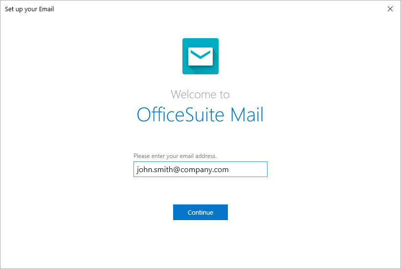 OfficeSuite Mail - Wizard - Corporate setup step 1