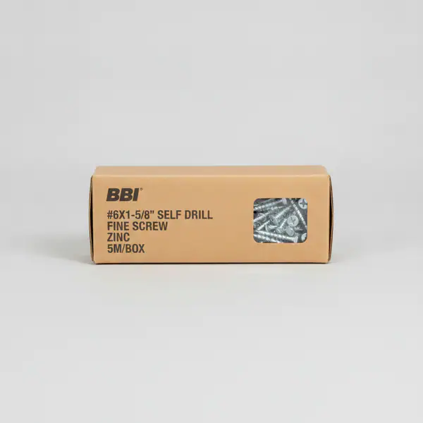 BBI #6X1-5/8" SELF DRILL FINE SCREW ZINC 5M/BOX