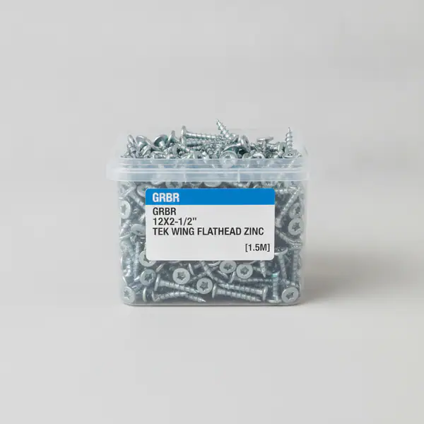 GRBR 12X2-1/2" TEK WING FLATHEAD ZINC [1.5M]