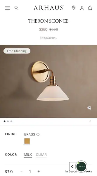 1 - Arhaus Brass Wall Sconce – NEW IN BOX